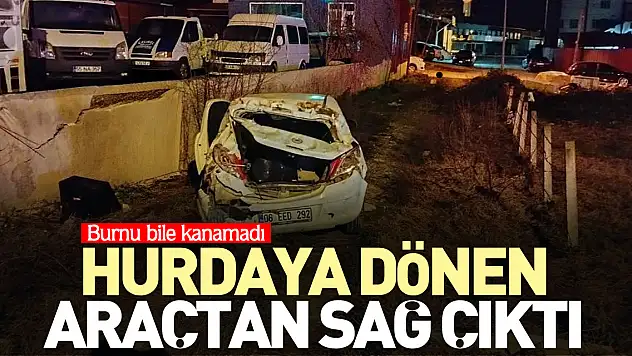 HURDAYA DÖNEN ARAÇTAN SAĞ ÇIKTI