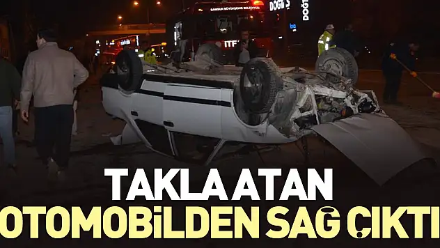 Lastiği patlayan otomobil takla atıp hurdaya döndü