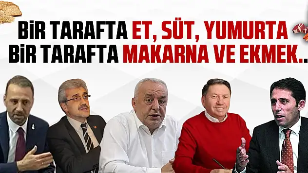 Bir tarafta et, süt, yumurta Bir tarafta makarna ve ekmek..