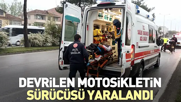 Devrilen motosikletin sürücüsü yaralandı