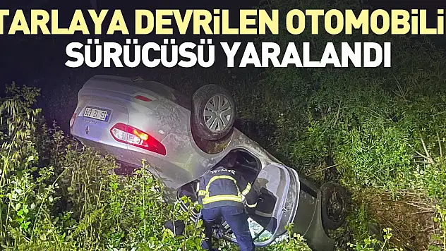 OTOMOBİL TARLAYA DEVRİLDİ