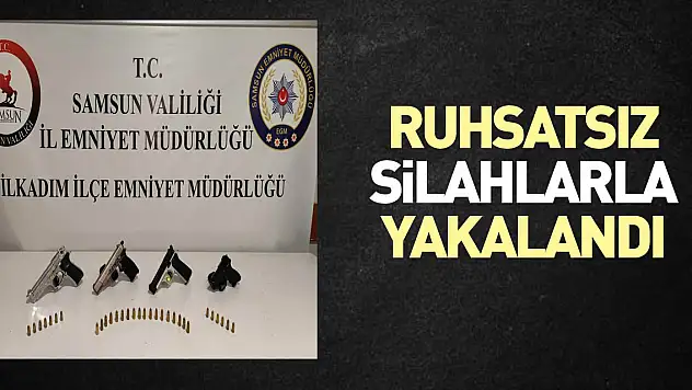 İlkadım'da 2 kişi ruhsatsız silahlarla yakalandı