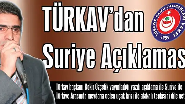 TÜRKAV'dan Suriye Açıklaması
