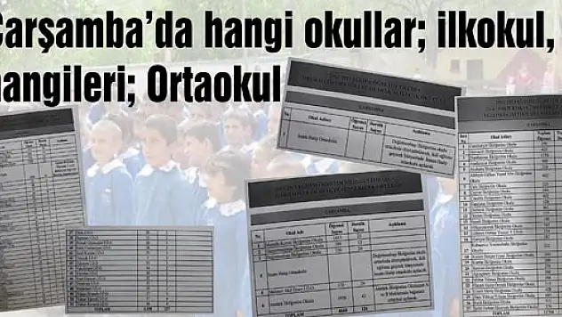 Çarşamba'da hangi okullar ilkokul, hangileri Ortaokul