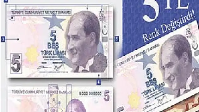  5 TL'nin rengi değişti