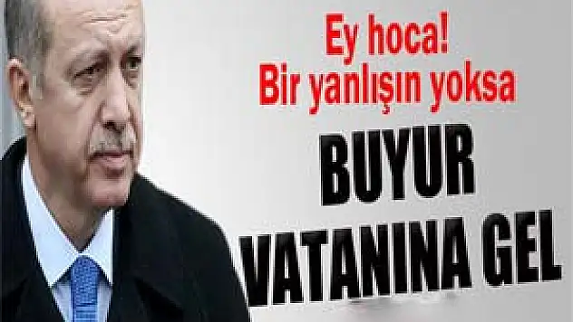 Başbakan:'Ey hoca eğer bir yanlışın yoksa buyur vatanına gel'