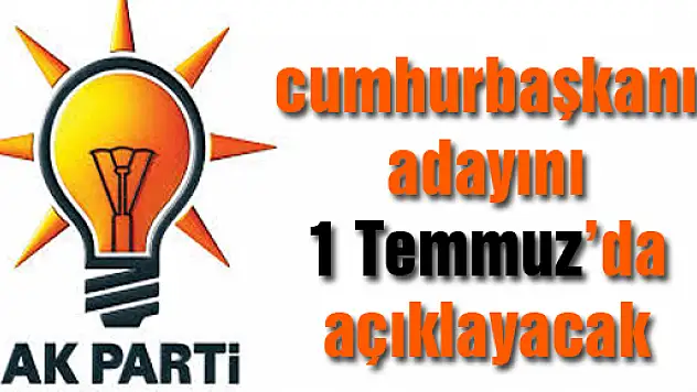  AK Parti cumhurbaşkanı adayını 1 Temmuz'da açıklayacak
