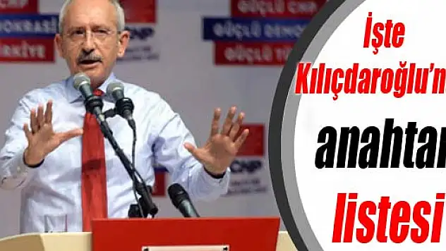 İşte Kılıçdaroğlu'nun anahtar listesi