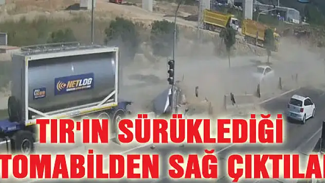TIR'ın sürüklediği otomobilden sağ çıktılar