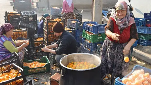 Mandalina soyarak para kazanıyorlar