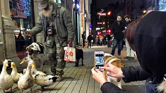 İstiklal'de ördekli gezinti