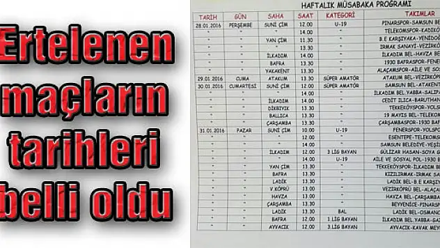Ertelenen Maçların Tarihleri Belli Oldu