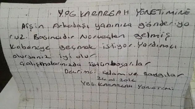 Üzerinden YPG yönetimine not çıktı