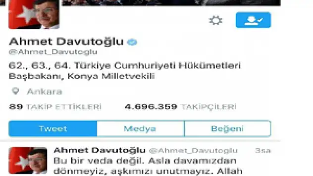Ahmet Davutoğlu Twitter'dan Sildi