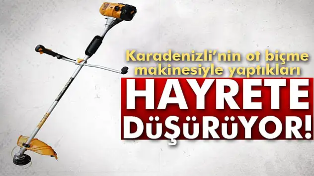 Ot biçme motoru ile halı yıkıyor