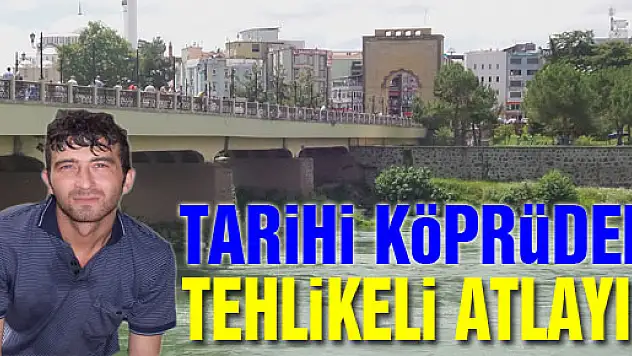 Tarihi köprüden tehlikeli atlayış