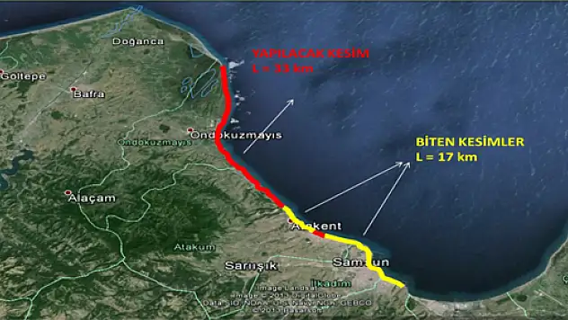 Samsun'da 50 kilometrelik sahil düzenlemesinin 17 km'si tamam 