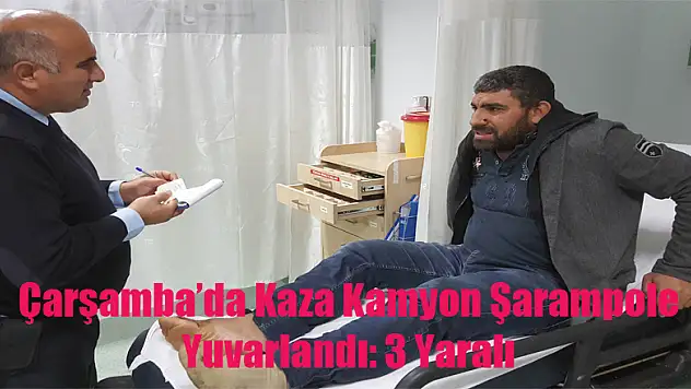 Kamyon şarampole yuvarlandı: 3 yaralı