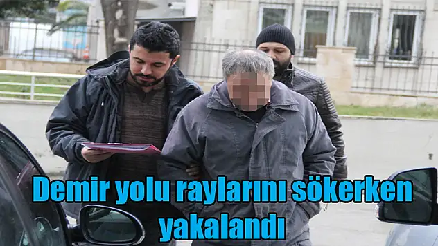 Demir yolu raylarını sökerken yakalandı