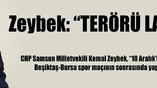 Zeybek: 'TERÖRÜ LANETLİYORUM !'