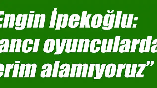 Engin İpekoğlu: 'Yabancı oyunculardan verim alamıyoruz'