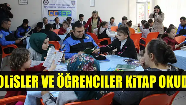Polisler ve öğrenciler kitap okudu