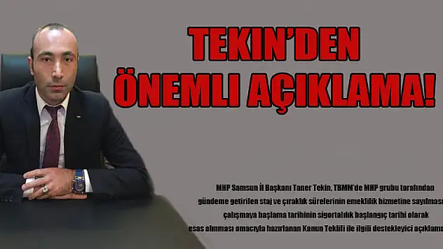 Tekin'den önemli açıklama!