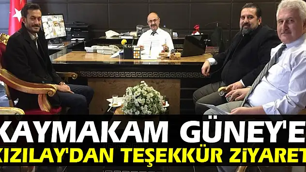 Kaymakam GÜNEY'e Kızılay'dan teşekkür ziyareti