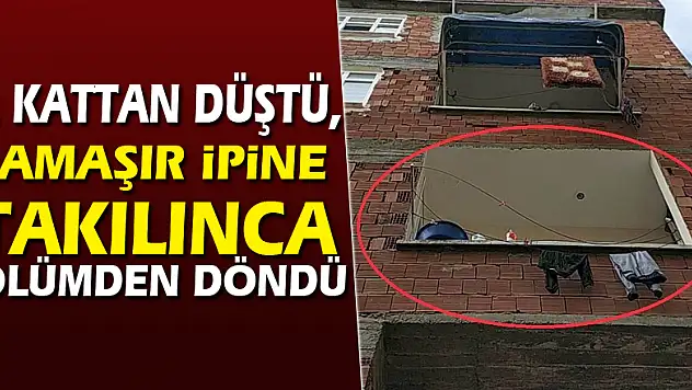 4. kattan düştü, çamaşır ipine takılınca ölümden döndü
