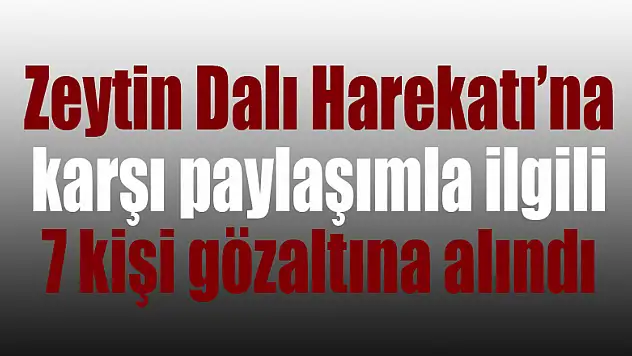 Samsun'da Zeytin Dalı Harekatı'na karşı paylaşımla ilgili 7 kişi gözaltına alındı