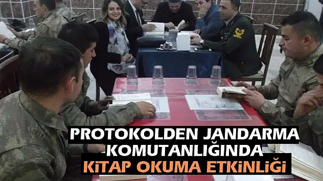 Protokolden Jandarma Komutanlığında kitap okuma etkinliği