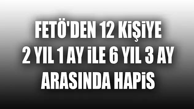 FETÖ'den 12 kişiye 2 yıl 1 ay ile 6 yıl 3 ay arasında hapis 