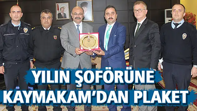 Yılın Şoförüne Kaymakam'dan plaket