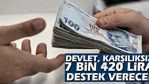 Devlet, Karşılıksız 7 Bin 420 Lira Destek Verecek