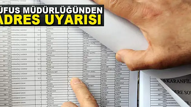 Nüfus Müdürlüğünden adres uyarısı