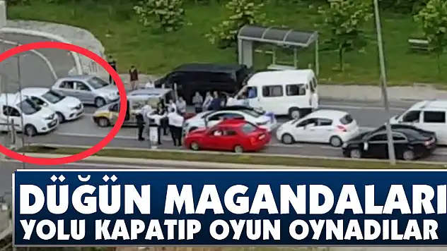 Samsun'da düğün magandaları yolu kapatıp oyun oynadılar