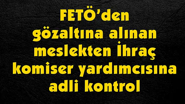  FETÖ'den gözaltına alınan meslekten ihraç komiser yardımcısına adli kontrol 