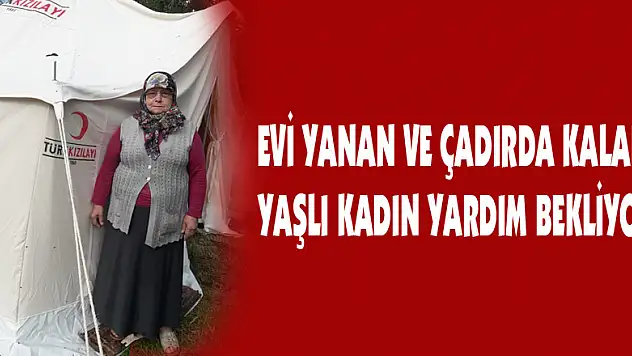 Evi yanan ve çadırda kalan yaşlı kadın yardım bekliyor   