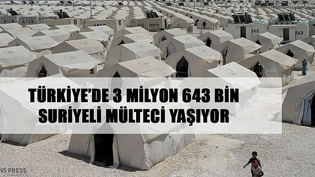 TÜRKİYE'DE 3 MİLYON 643 BİN SURİYELİ MÜLTECİ YAŞIYOR