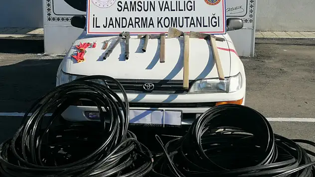Kablo hırsızları önce fotokapana, sonra jandarmaya yakalandı