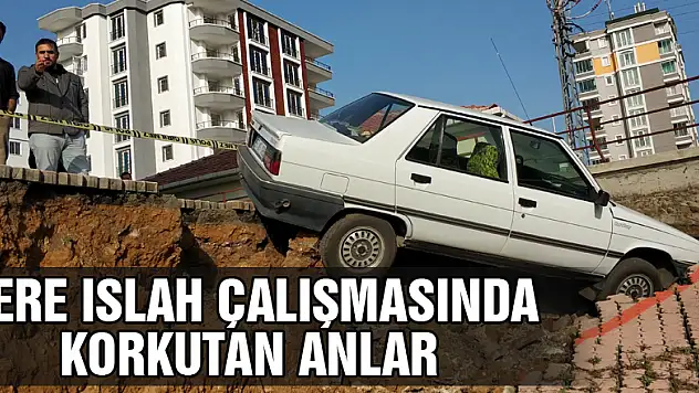 Dere ıslah çalışmasında apartmanın istinat duvarı ve bahçesi çöktü