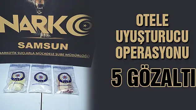 Samsun'da otele uyuşturucu operasyonu: 5 gözaltı