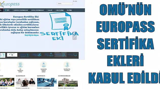 OMÜ'nün Europass Sertifika Ekleri kabul edildi