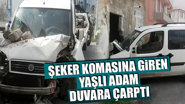 Direksiyon başında şeker komasına giren yaşlı adam duvara çarptı