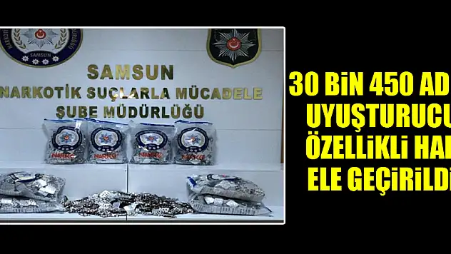 Samsun'da 30 bin 450 adet uyuşturucu özellikli hap ele geçirildi
