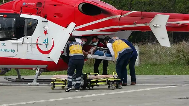 Kalbi duran hastanın yardımına ambulans helikopter yetişti
