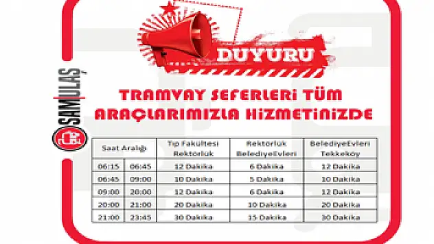 Samsun'da tramvay seferlerinde 'normalleşme'