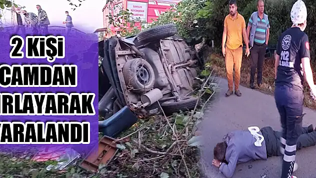 Refüje çarpan otomobildeki 2 kişi camdan fırlayarak yaralandı