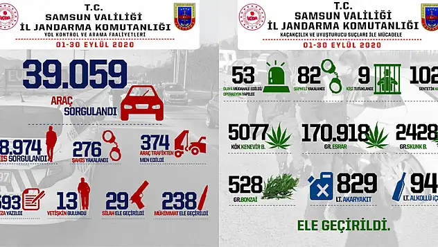 Samsun'da jandarmadan başarılı çalışmalar