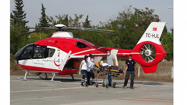 Kalp krizi geçiren şahsın yardımına ambulans helikopter yetişti